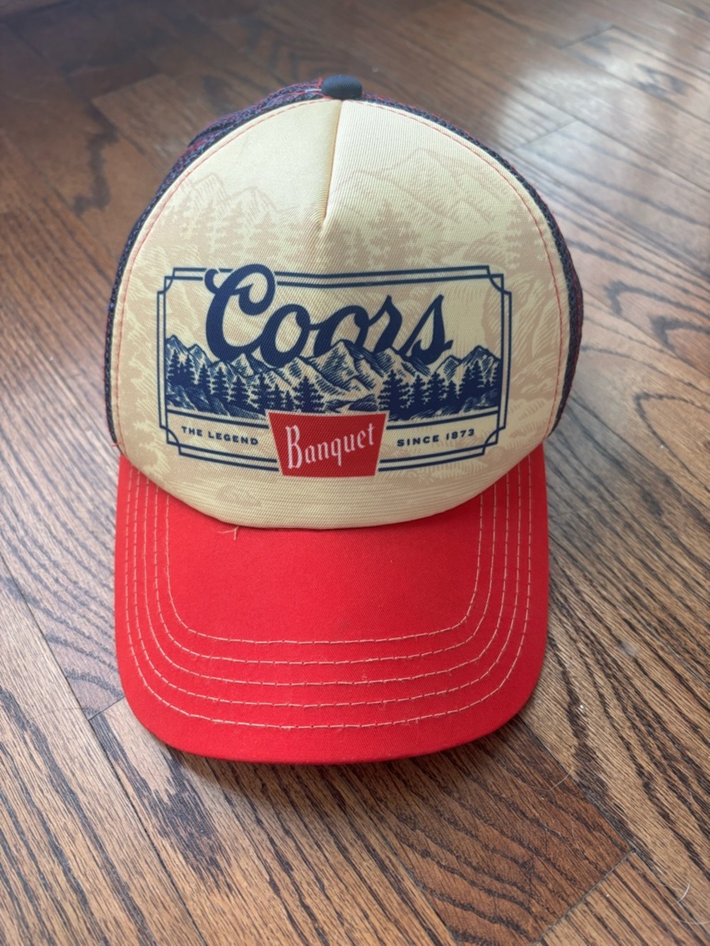 Coors Banquet Mountain Logo Trucker Hat - Red & Cream